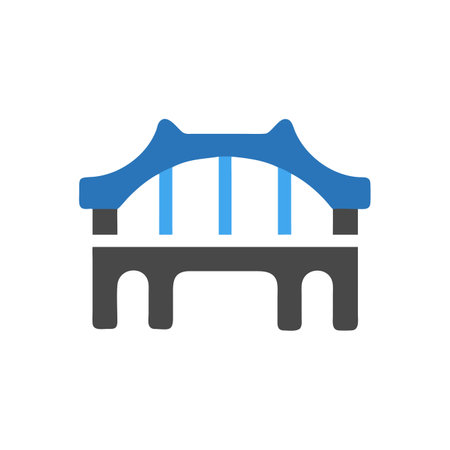 Bridge icon in flat style. Pedestrian vector illustration on white isolated background. Bridge business concept.のイラスト素材