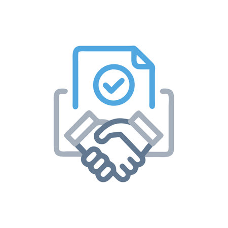 Handshake agreement, contract icon. Vector illustration, flat design.のイラスト素材