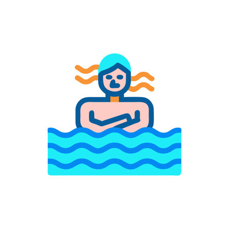 Swimming pool icon in flat style. Swimming vector illustration on white isolated background. Swimming business concept.のイラスト素材