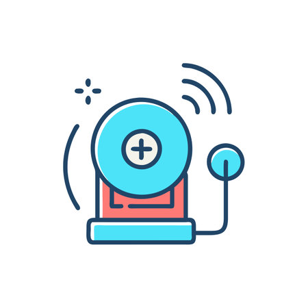 Emergency call center, fire department, fire alarm vector line icon.のイラスト素材