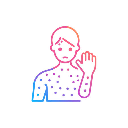 Man with vitiligo, eczema, eczema, eczema, eczema vector icon.のイラスト素材