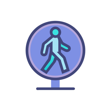 Pedestrian crossing sign flat color icon. Vector illustration on white background.のイラスト素材