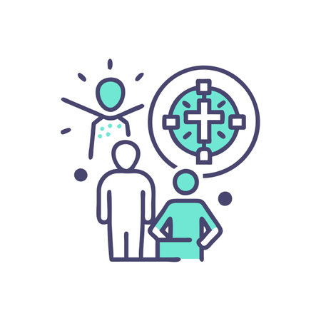 Psychologist consulting patient line icon. Vector illustration, flat design.のイラスト素材