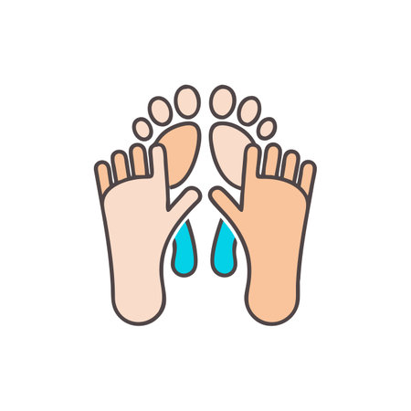 Human feet and hands covered with water drops, flat design vector iconのイラスト素材