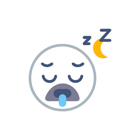 Sleepy emoji icon. Flat color design. Vector Illustration.のイラスト素材