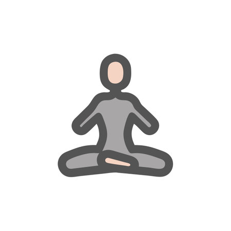 Yoga icon in flat style. Meditation vector illustration on white isolated background. Meditation business concept.のイラスト素材