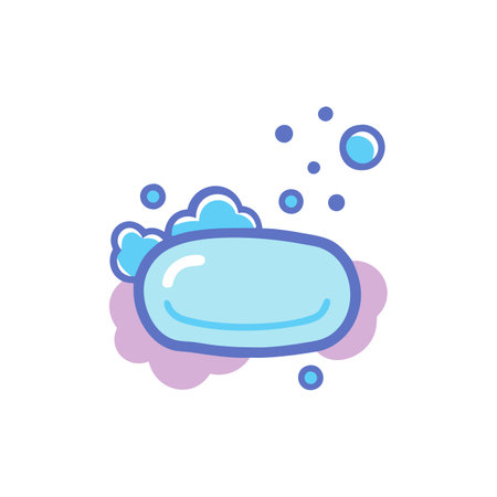 Soap bar with foam and bubbles. Vector illustration in flat styleのイラスト素材