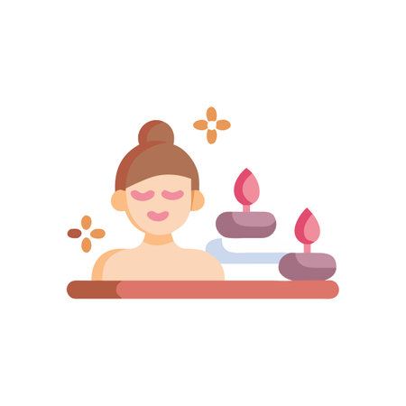 Spa flat color icon. Massage therapy. Vector illustration.のイラスト素材