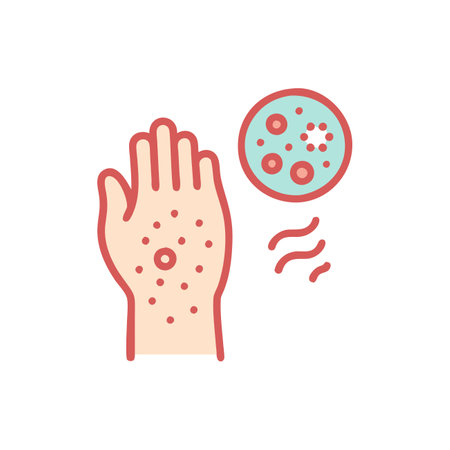 Virus, bacteria, germs, microbe flat color vector icon.のイラスト素材