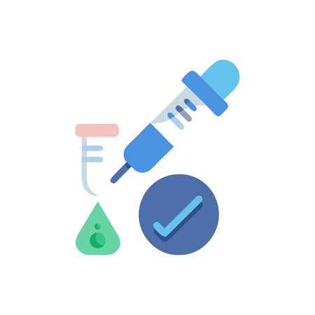 Pipette icon in flat color style. Syringe with dropのイラスト素材