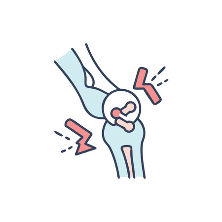 Pain in the knee line icon. Vector illustration of a painful knee.のイラスト素材