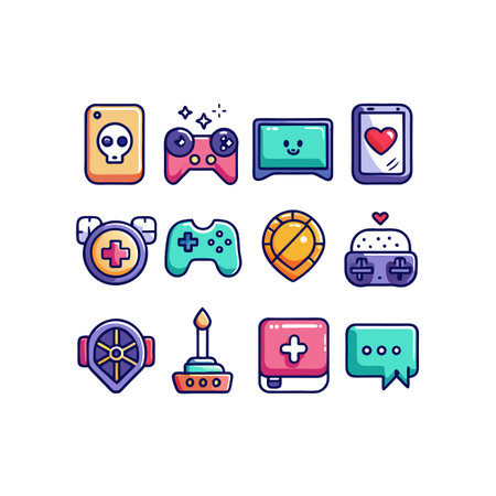 Set of video game icons. Vector illustration in flat design style.のイラスト素材