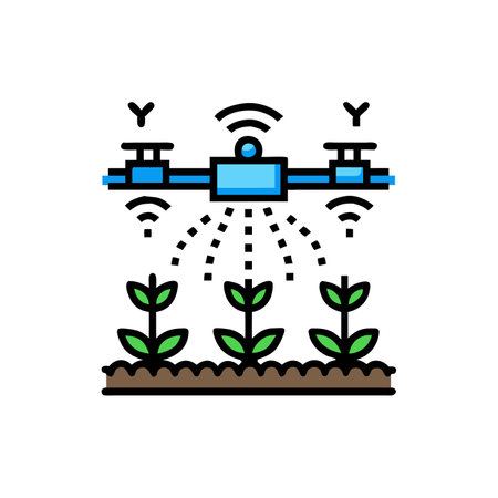 Automated Irrigation Benefits and Technologies Iconのイラスト素材