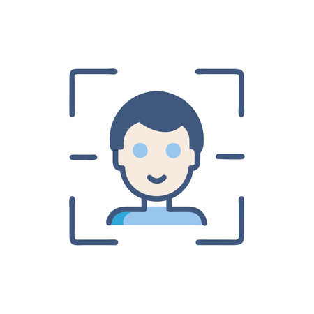 Facial Recognition Features and Technologies Iconのイラスト素材