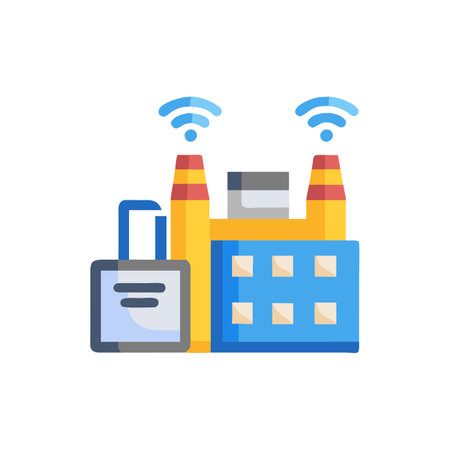 Factory Automation Features and Innovations Iconのイラスト素材