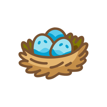 Stylized Bird Nest Illustration for Kids Projectsのイラスト素材