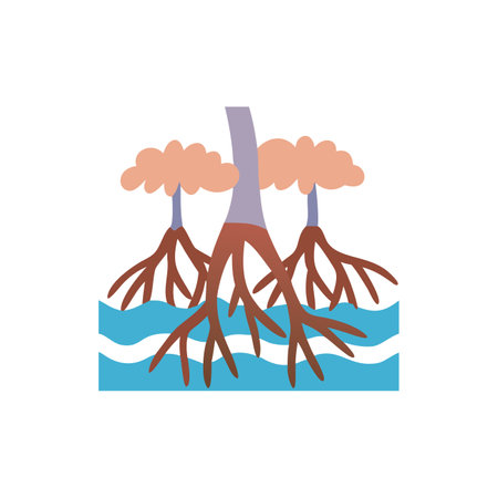 Elegant Mangrove Roots Illustration for Conservationのイラスト素材