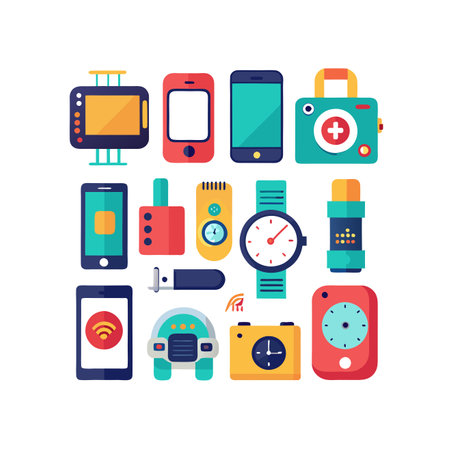 Smartphone icons set. Flat illustration of smartphone vector icons for web designのイラスト素材