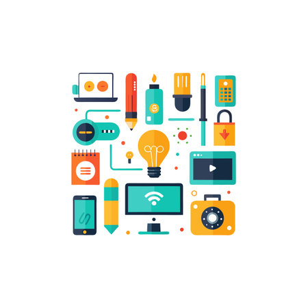 Modern flat design vector illustration concept of creative process, technology and office equipment.のイラスト素材