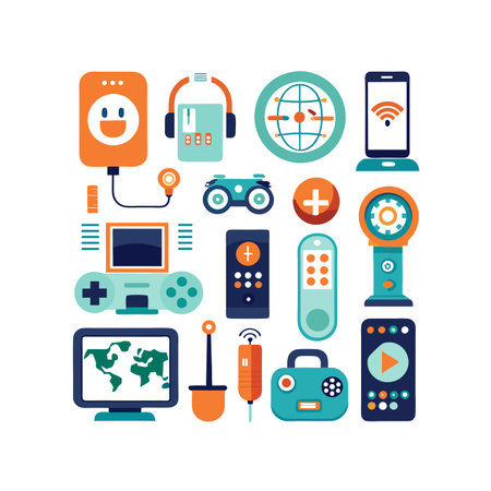 Set of flat icons on the theme of gadgets. Vector illustration.