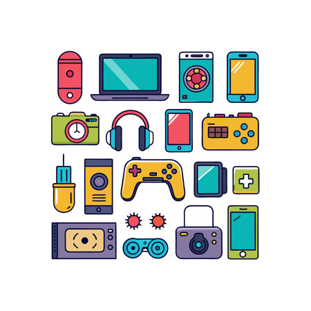 Set of flat line icons of gadgets and gadgets. Vector illustration.