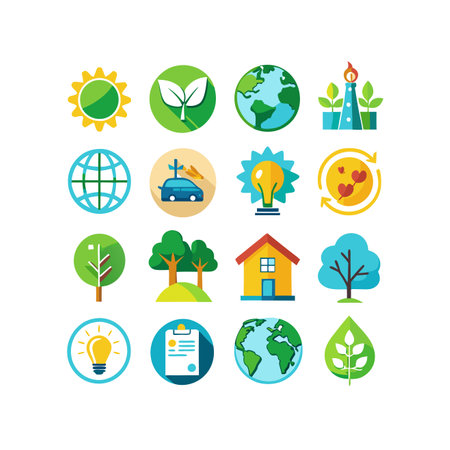 Ecology and environment icons set. Flat design. Vector illustration.のイラスト素材