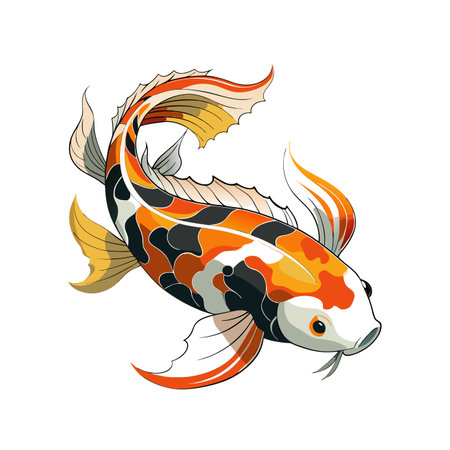 Koi fish isolated on white background. Vector illustration in flat style.のイラスト素材
