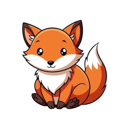 cute fox cartoon icon over white background. colorful design. vector illustrationのイラスト素材