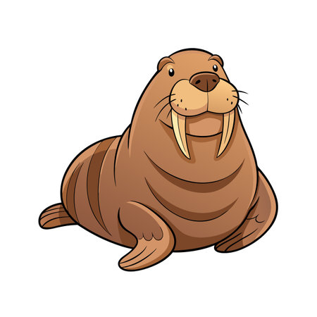 Cartoon walrus. Vector illustration of a walrus on a white background.のイラスト素材