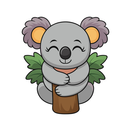 Cute koala animal cartoon on white background. Vector illustration.のイラスト素材