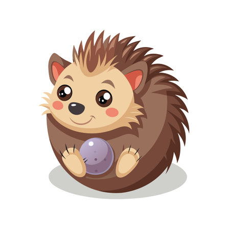 Cute hedgehog with a ball. Vector illustration on white background.のイラスト素材