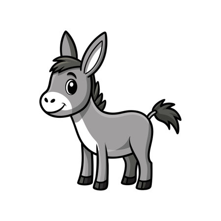 Cartoon cute donkey. Vector illustration isolated on a white background.のイラスト素材