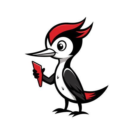 Cute Woodpecker Cartoon Mascot Character Vector illustration.のイラスト素材