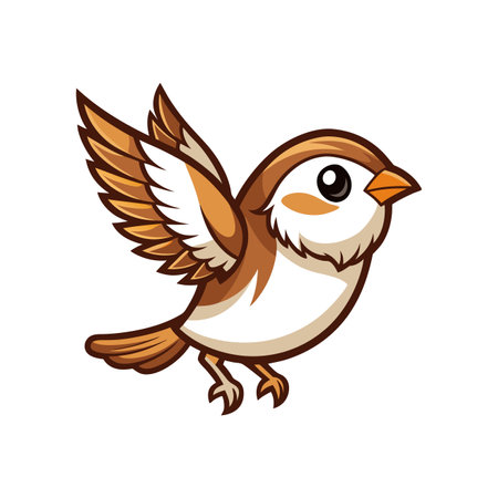 Cute cartoon sparrow bird isolated on white background. Vector illustration.のイラスト素材