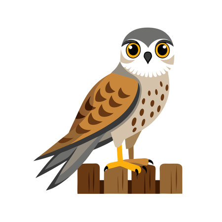 Cute kestrel bird isolated on white background. Vector illustration.のイラスト素材