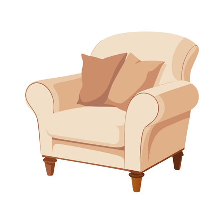 Stylish cozy armchair with oversized upholsteryのイラスト素材