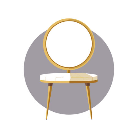 Creative compact vanity table with circular mirrorのイラスト素材