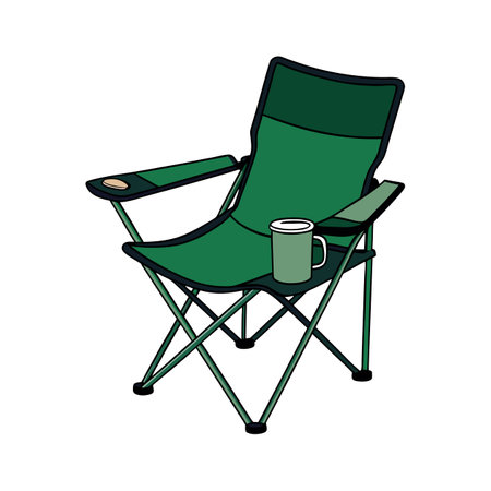 Camping chair with cup holder designのイラスト素材
