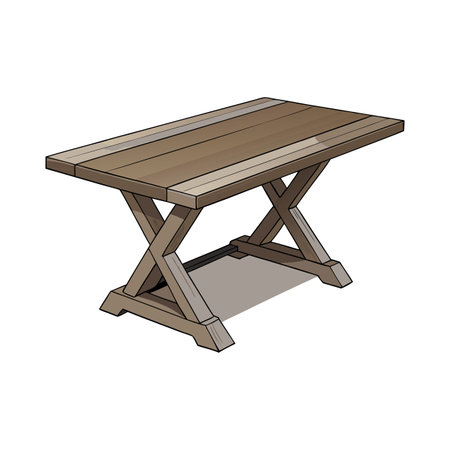 Stylish farmhouse dining table with thick designのイラスト素材
