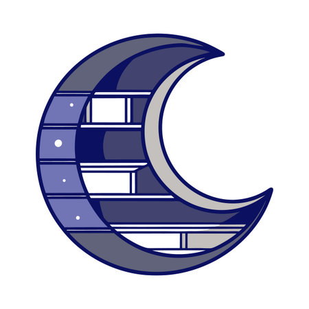 Crescent moon shaped bookshelf conceptのイラスト素材