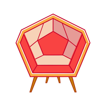 Creative lounge chair with geometric hexagonal frameのイラスト素材