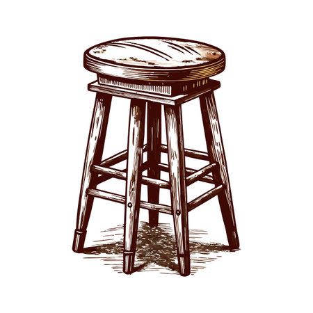 Chic wooden bar stool featuring carved seat