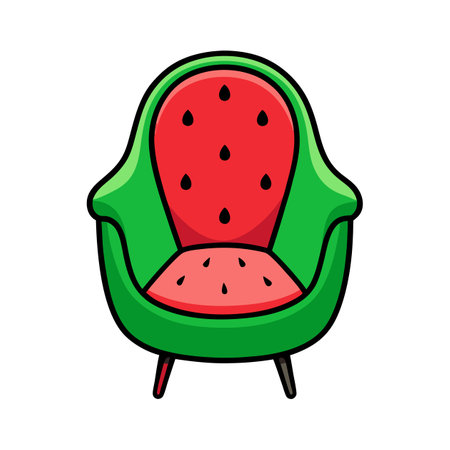 Chic watermelon-themed armchair designのイラスト素材