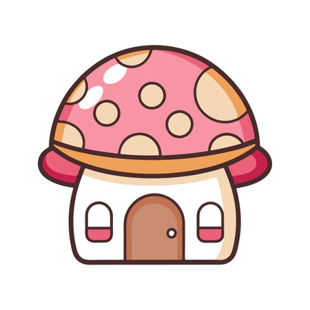 Whimsical pet house shaped like a mushroomのイラスト素材