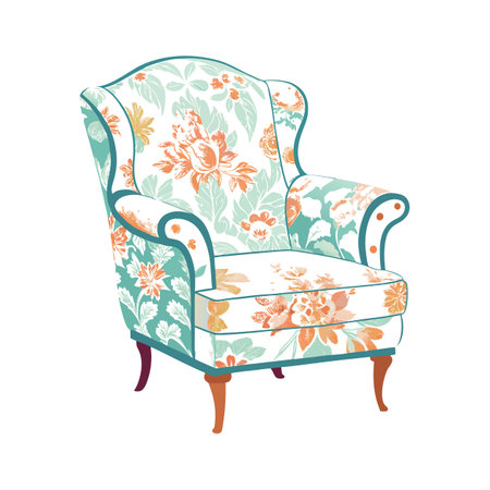 Creative vintage armchair with floral patternのイラスト素材