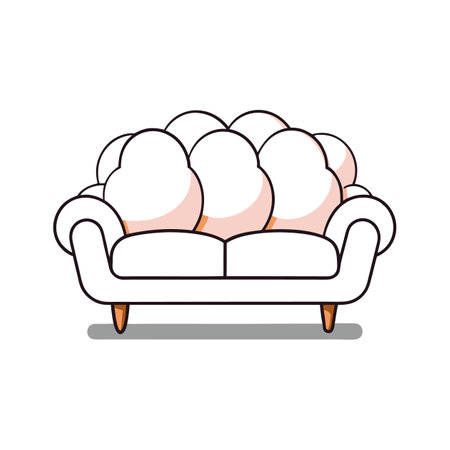 Chic sofa featuring soft cloud cushionsのイラスト素材