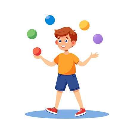 Energetic Boy Juggling Balls with Joyのイラスト素材