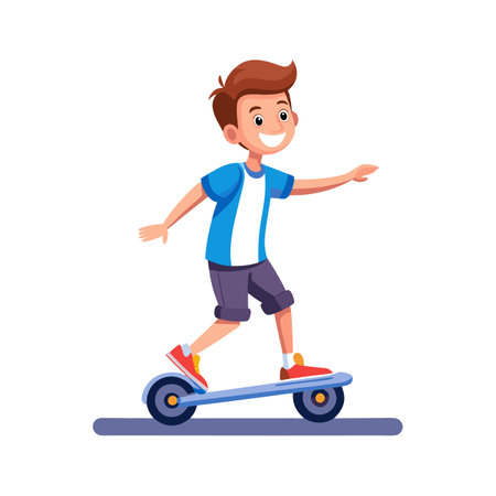 Thrilling Experience of Boy on a Hoverboardのイラスト素材