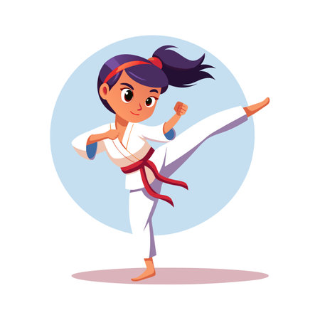 Martial arts practitioner in training uniform. Vector illustration.のイラスト素材