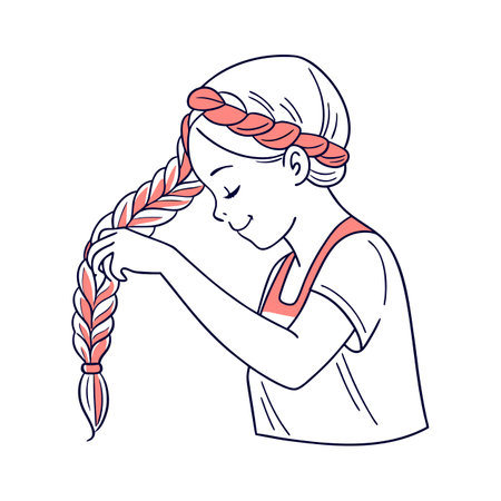 Woman with braids. Vector illustration of a girl with braids.のイラスト素材